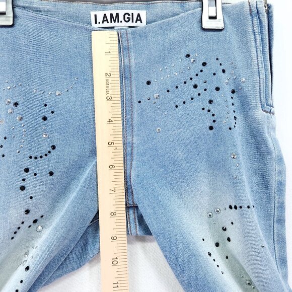 I.AM.GIA Low Rise Flared Jeans XS Rhinestone Detail Y2K Inspired - Picture 6 of 13